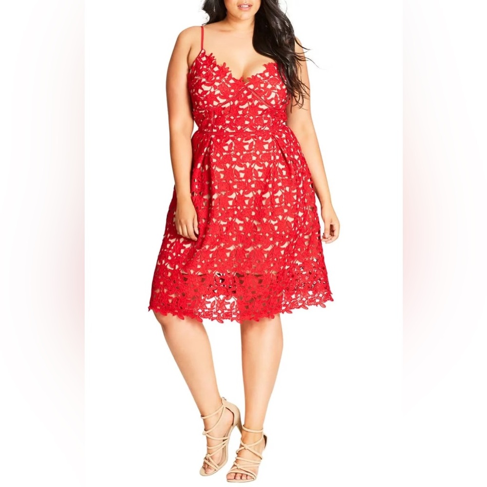Elegant Red Lace Dress